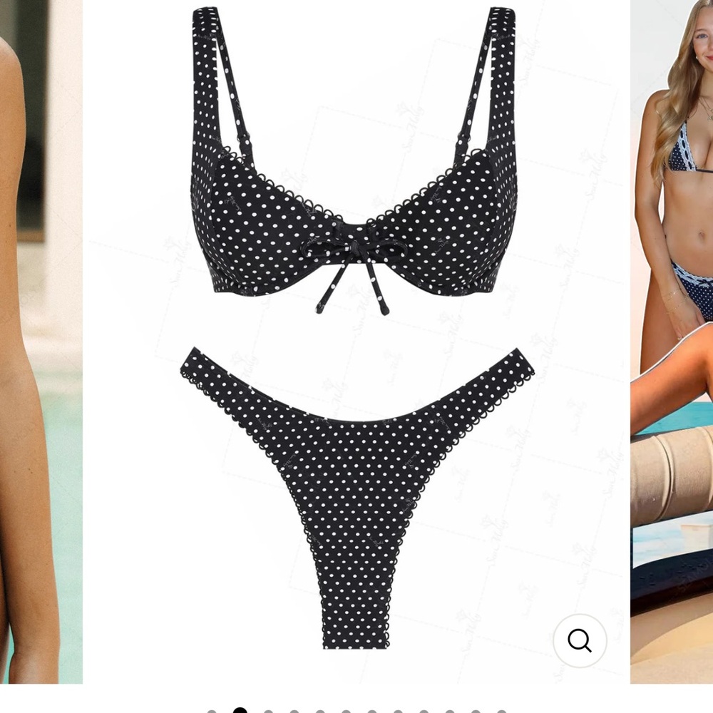 Elegant Black Polka Dot Bikini Set